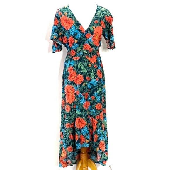 Anthropologie Dresses & Skirts - ATL Abel The Label Floral Dress Fantasy XS Blue Orange Green Short Sleeve